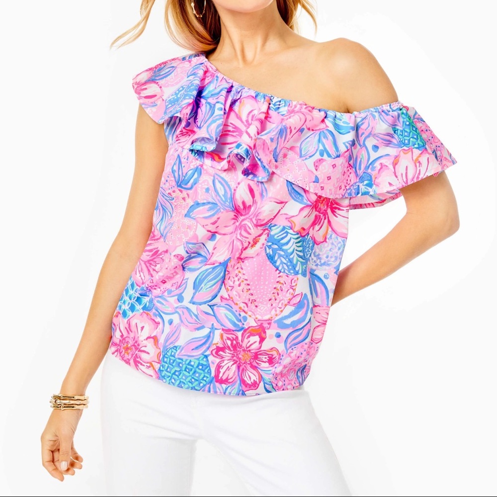 One shoulder Zeldie top in Snappy Turtle. Brand new with tags